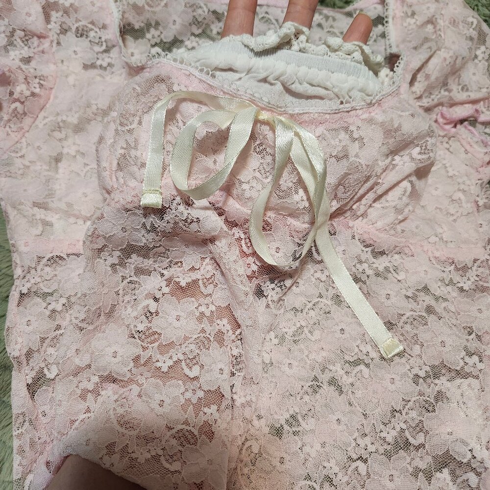 Delicate Pink Lace Tee - Picture 2 of 4